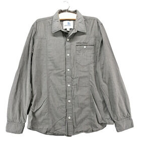 Americanino Mens Button Front Shirt Gray Large Long Sleeve Cotton Pockets